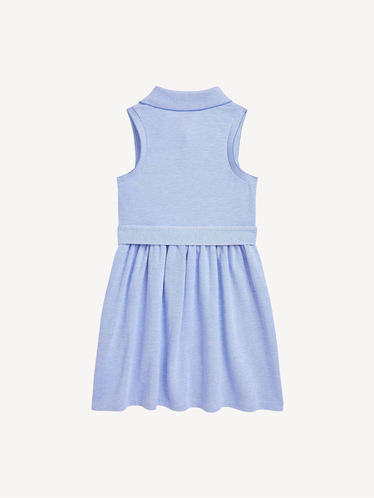 Polo Ralph Lauren Blue Girls Belted Knit Oxford Polo Dress - Image 2 of 2