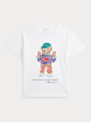 Polo Ralph Lauren White Boys Polo Bear Graphic Cotton Jersey T-Shirt - Image 1 of 2