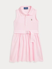 Rosa - Vestido estilo polo Oxford de punto con cinturón para niña de Polo Ralph Lauren - Imagen 1 de 2