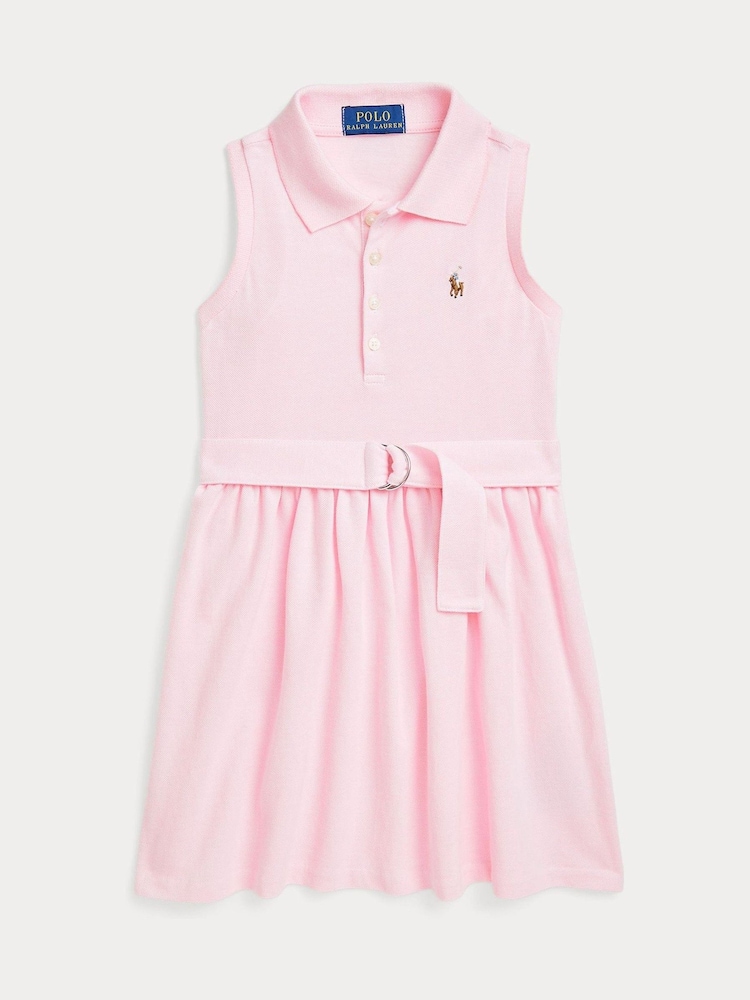 Rosa - Vestido estilo polo Oxford de punto con cinturón para niña de Polo Ralph Lauren - Imagen 1 de 2