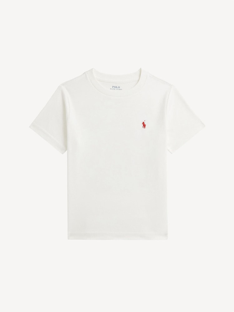 Polo Ralph Lauren White Boys Surfboard Graphic 100% Cotton Jersey T-Shirt - Image 1 of 2