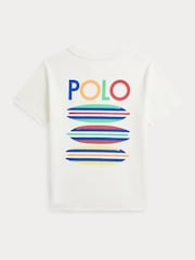Polo Ralph Lauren White Boys Surfboard Graphic 100% Cotton Jersey T-Shirt - Image 2 of 2