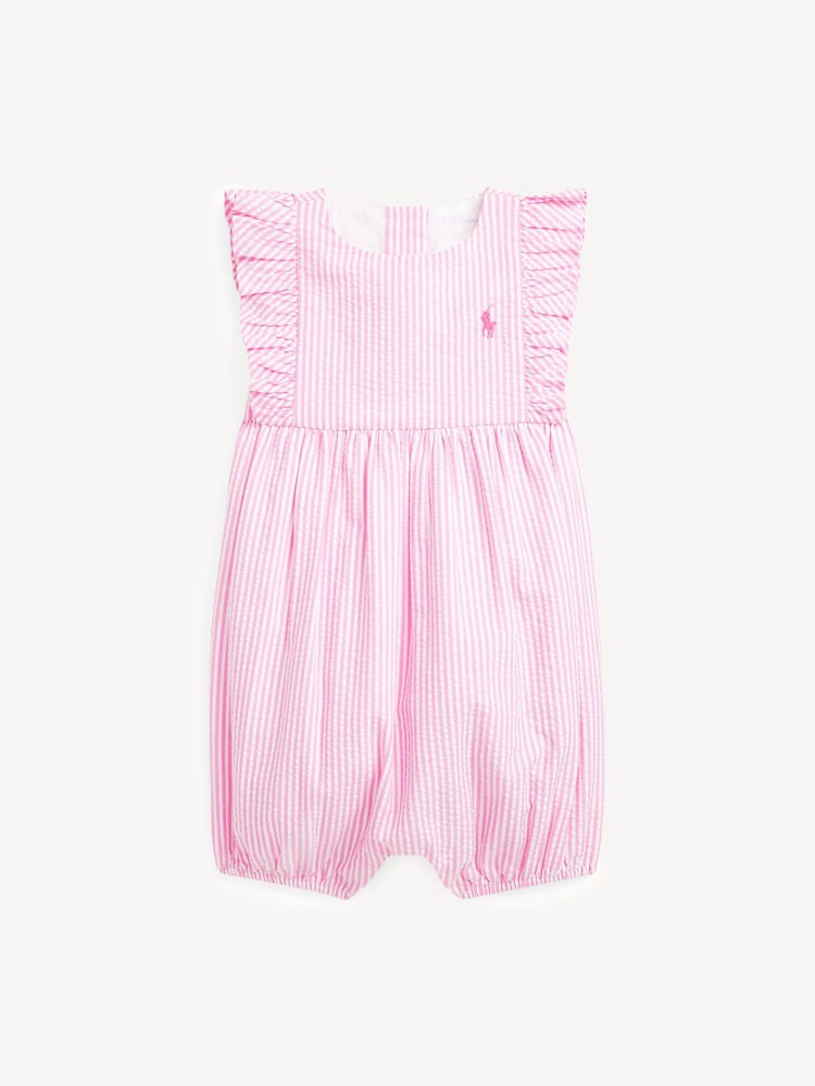 Polo Ralph Lauren Pink Seersucker Rompersuit - Image 1 of 2 Polo Ralph Lauren Pink Seersucker Rompersuit - Image 1 of 2