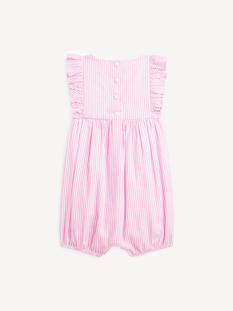 Polo Ralph Lauren Pink Seersucker Rompersuit - Image 2 of 2 Polo Ralph Lauren Pink Seersucker Rompersuit - Image 2 of 2