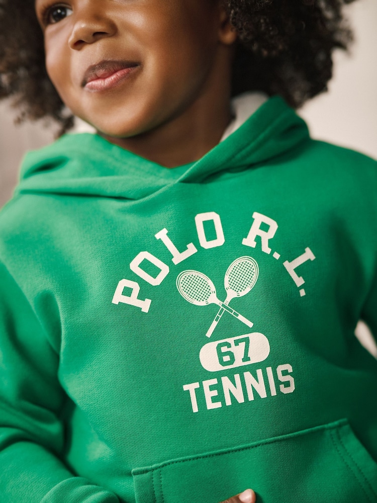 Polo Ralph Lauren Green Boys Logo Fleece Jersey Hoodie - Image 2 of 4