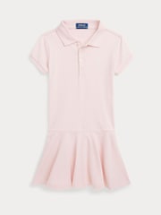 Polo Ralph Lauren Pink Girls Stretch Pique Polo Dress - Image 1 of 2