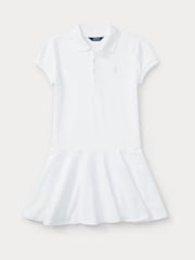 Polo Ralph Lauren White Girls Stretch Pique Polo Dress - Image 4 of 5