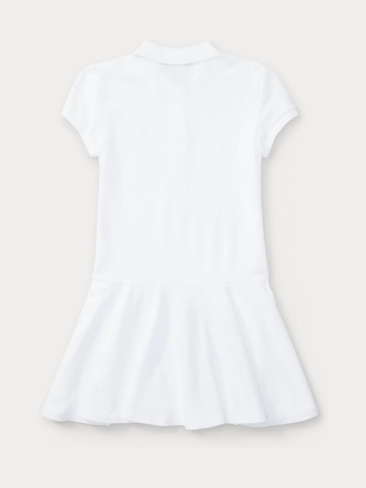 Polo Ralph Lauren White Girls Stretch Pique Polo Dress - Image 5 of 5