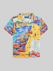 Polo Ralph Lauren Blue Boys Cuban Collar Patterned Resort Shirt - Image 1 of 6