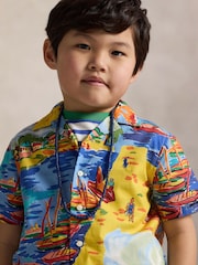 Polo Ralph Lauren Blue Boys Cuban Collar Patterned Resort Shirt - Image 4 of 6
