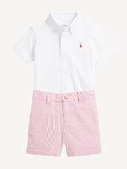 Polo Ralph Lauren White Baby Boys Oxford Shirt Seersucker Shorts Set - Image 1 of 2