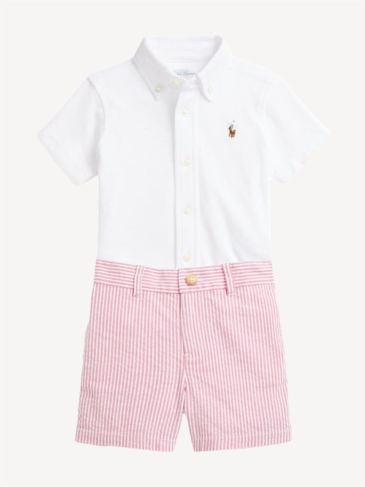 Polo Ralph Lauren White Baby Boys Oxford Shirt Seersucker Shorts Set - Image 1 of 2
