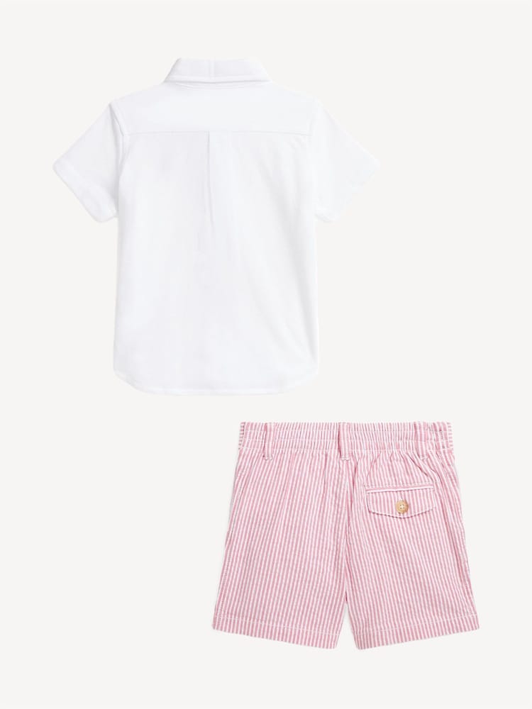 Polo Ralph Lauren White Baby Boys Oxford Shirt Seersucker Shorts Set - Image 2 of 2