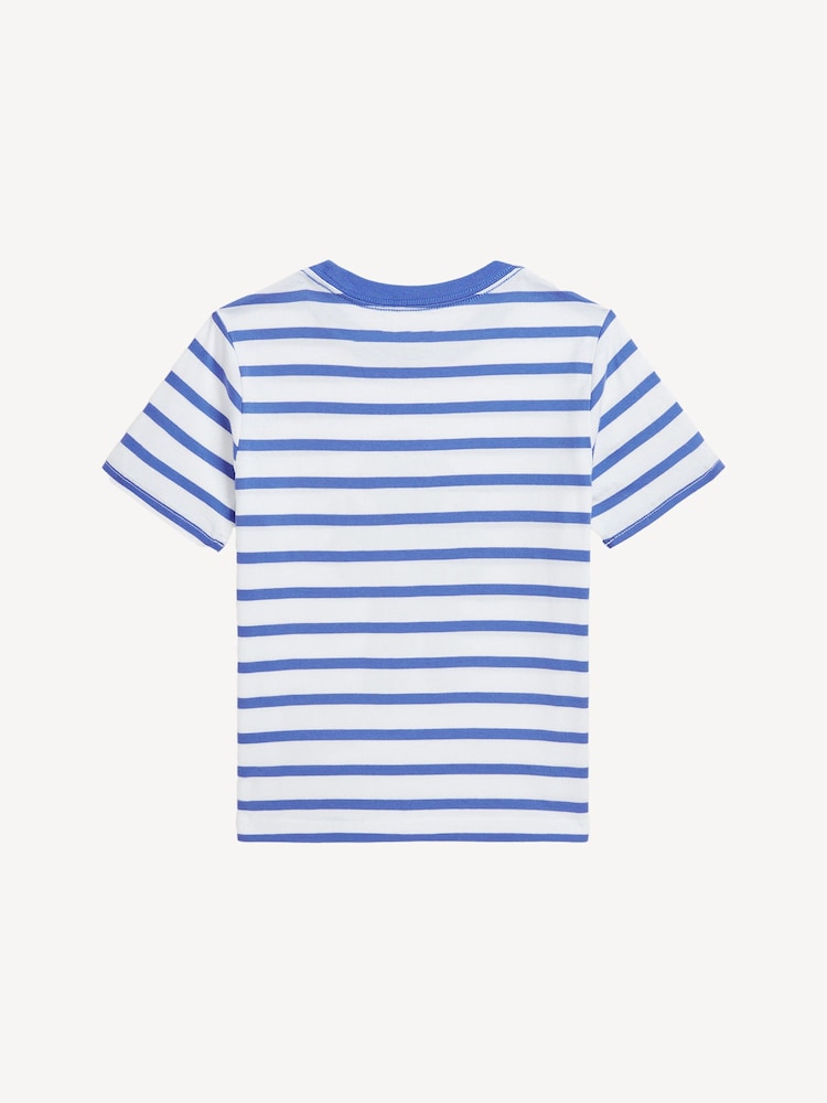Polo Ralph Lauren Blue Boys Polo Bear Striped Cotton Jersey 100% Cotton T-Shirt - Image 2 of 3 Polo Ralph Lauren Blue Boys Polo Bear Striped Cotton Jersey 100% Cotton T-Shirt - Image 2 of 3