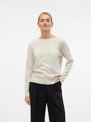 VERO MODA Cream Dove Round Neck Knitted Jumper - Image 1 of 3