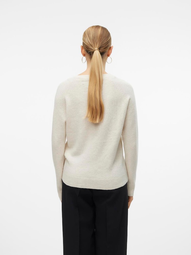 VERO MODA Cream Dove Round Neck Knitted Jumper - Image 2 of 3