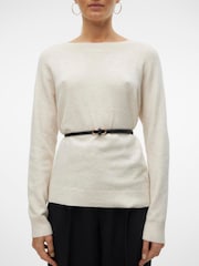 VERO MODA Cream Dove Round Neck Knitted Jumper - Image 3 of 3