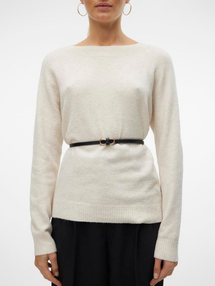 VERO MODA Cream Dove Round Neck Knitted Jumper - Image 3 of 3