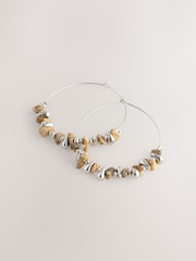 Brown Stone Chipping Hoop Earrings - Image 3 of 5