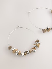 Brown Stone Chipping Hoop Earrings - Image 4 of 5