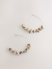 Brown Stone Chipping Hoop Earrings - Image 5 of 5