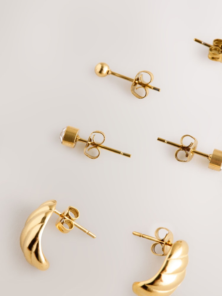 Gold Tone Stainless Steel Waterproof Stud Earrings - Image 2 of 3