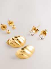 Gold Tone Stainless Steel Waterproof Stud Earrings - Image 3 of 3