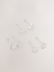 Silver Tone Stainless Steel Stud Earrings 3 Pack - Image 3 of 3