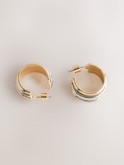 Gold Tone/Silver Tone Mixed Metal Chunky Hoop Earrings - Image 1 of 3