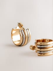 Gold Tone/Silver Tone Mixed Metal Chunky Hoop Earrings - Image 3 of 3