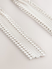 Tono plateado - Knot Detail Long Tassel Earrings - Imagen 3 de 3
