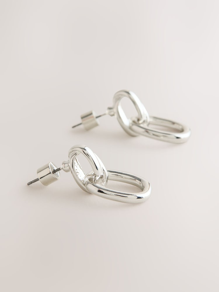 Silver Tone Door Knocker Stud Earrings - Image 1 of 3