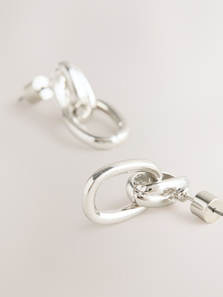 Silver Tone Door Knocker Stud Earrings - Image 2 of 3