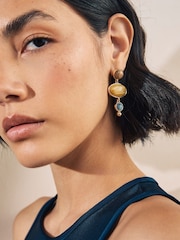 Natural Oval Stone Drop Earrings - Image 1 of 2