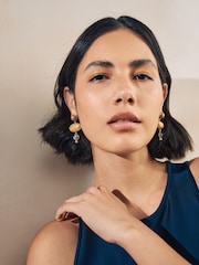 Natural Oval Stone Drop Earrings - Image 2 of 2