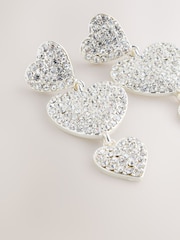 لون فضي - Sparkle Drop Heart Earring - صورة 7 من 7