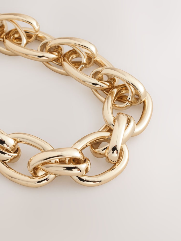 Gold Tone Double Link Chunky Chain Necklace - Image 2 of 3