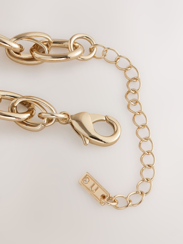Gold Tone Double Link Chunky Chain Necklace - Image 3 of 3