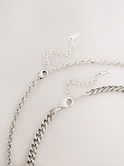 Antiqued Silver Tone Disc Drop Multi Layer Necklace - Image 8 of 9