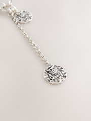 Antiqued Silver Tone Disc Drop Multi Layer Necklace - Image 9 of 9
