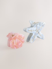 Pink/Blau - Shell and Starfish Hair Claw Clips 2 Pack - Bild 2 von 4