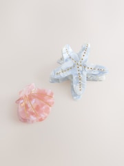 Pink/Blau - Shell and Starfish Hair Claw Clips 2 Pack - Bild 3 von 4