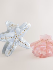 Pink/Blau - Shell and Starfish Hair Claw Clips 2 Pack - Bild 4 von 4