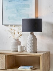 Pacific Lifestyle Grey Kali Textured Dot Light Stoneware Table Lamp - Image 1 of 5