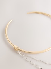 Gold Tone/Silver Tone Mixed Metal Layered Charm Torque Necklace - Image 2 of 3