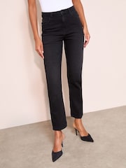 Friends Like These Black Denim Petite Ankle Straight Leg Jeans - Image 1 of 4