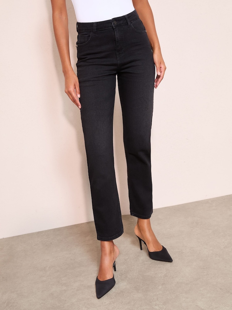 Friends Like These Black Denim Petite Ankle Straight Leg Jeans - Image 1 of 4