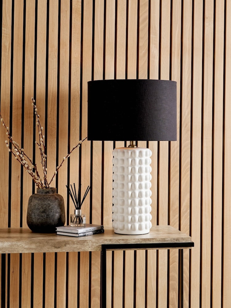 Pacific Lifestyle White Sohan Bobbled Ceramic Tall Table Lamp - Image 1 of 5