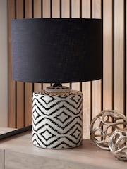 Pacific Lifestyle Black Chirala Ikat Ceramic Table Lamp - Image 1 of 5