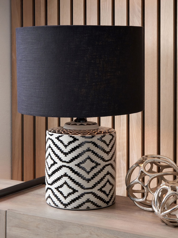 Pacific Lifestyle Black Chirala Ikat Ceramic Table Lamp - Image 1 of 5